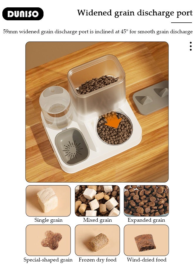DUNISO Automatic Pet Feeder and Water Dispenser Set Large Capacity Cat Food Dispenser Removable 2-in-1 Raised Cat Food and Water Bowl Set with Non-Slip Base Pet Feeding Station for Dogs and Cats - Image 3