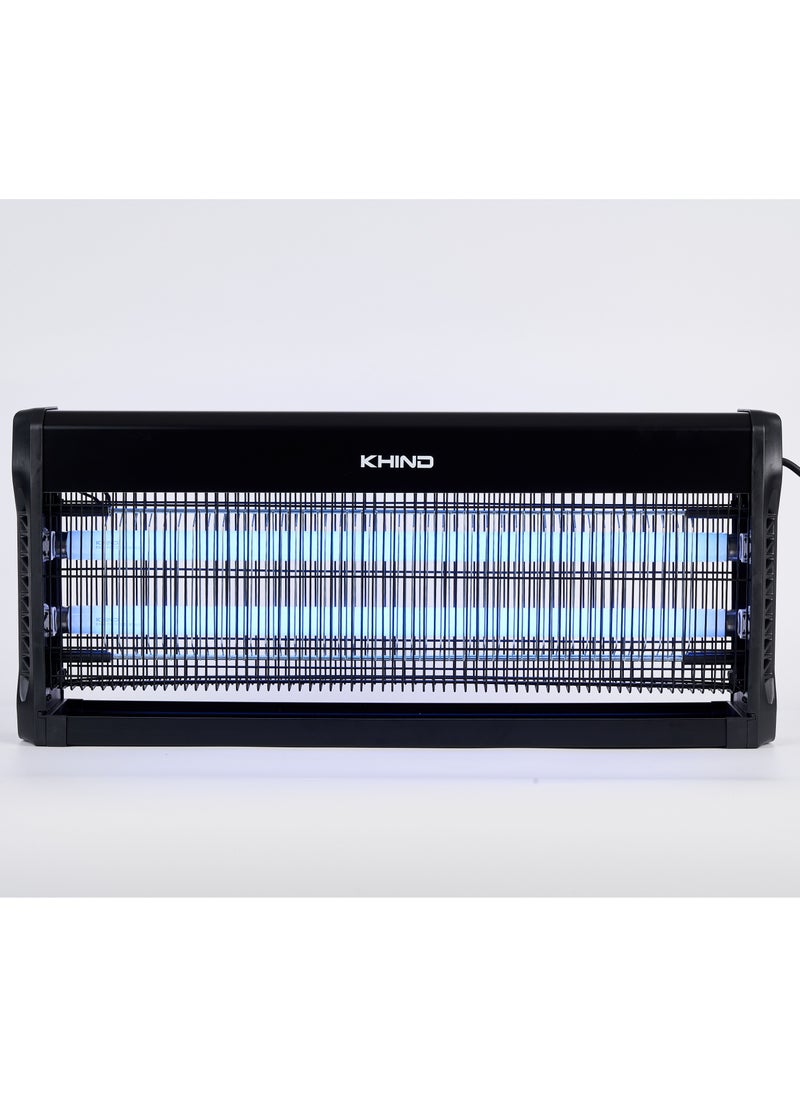 KHIND KHIND Insect Killer/Zapper, 2x20W T8 Tube, Fire Retardant Plastic and Metal Body, No Radiation, Non Toxic, Chain for Hanging, 150sq.m Coverage, Black – IK7202  - Image 1