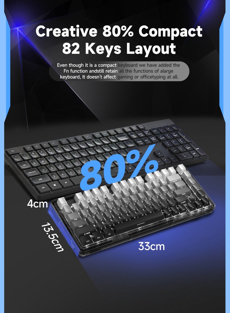 INFOSUN 82 Keys Mechanical Gaming Keyboard 80% Mini Type-C Wired  - White Light Effect - Hot Swappable - Gasket Mounted Design - Side engraved PBT Keycaps Gaming Keyboard(Customize Noah Silver Switch)  - Image 5
