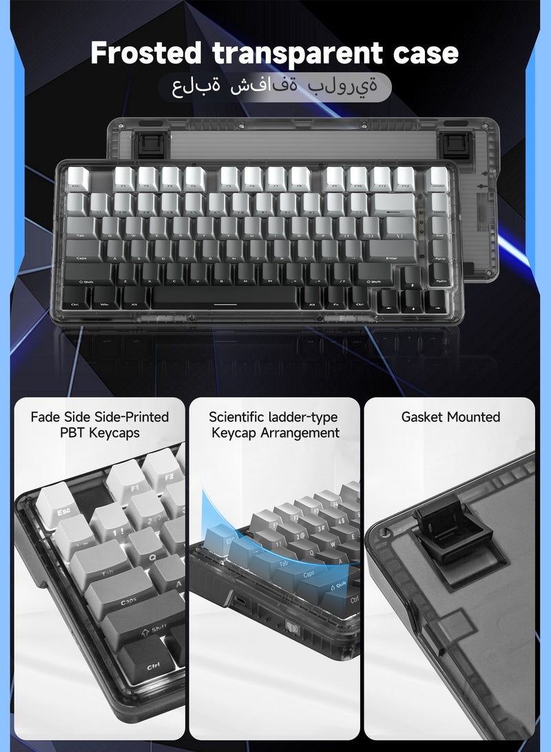 INFOSUN 82 Keys Mechanical Gaming Keyboard 80% Mini Type-C Wired  - White Light Effect - Hot Swappable - Gasket Mounted Design - Side engraved PBT Keycaps Gaming Keyboard(Customize Noah Silver Switch)  - Image 3
