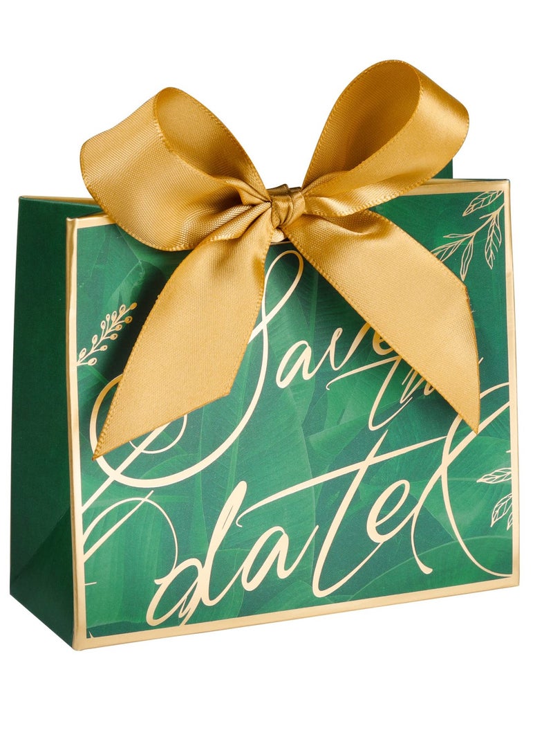 Excefore 15pcs Wedding Party Favor Boxes Gift Bags, Green Leaves Candy Boxes, Treat with Ribbons for Bridal Shower Birthday Decoration, Green - Image 3