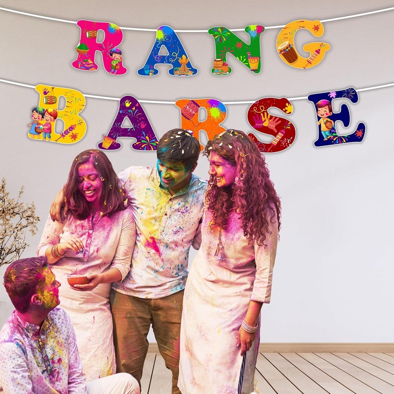 TodFod Holi RANG BARSE theme Decorative Party Banner Colourful Alphabet Letters Rang Barse Theme Wall Hanging Decoration - Image 4
