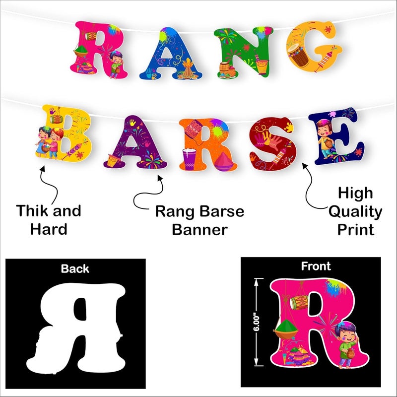TodFod Holi RANG BARSE theme Decorative Party Banner Colourful Alphabet Letters Rang Barse Theme Wall Hanging Decoration - Image 5