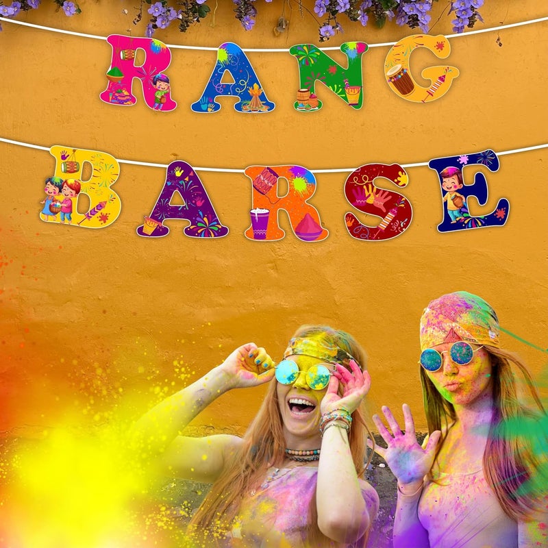 TodFod Holi RANG BARSE theme Decorative Party Banner Colourful Alphabet Letters Rang Barse Theme Wall Hanging Decoration - Image 3