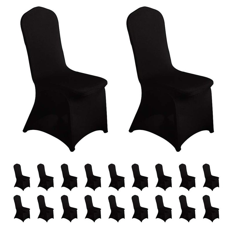 LZY 20pcs Spandex Chair Cover Stretch Slipcovers for Wedding Party Dining Banquet Chair Decoration Covers Black 20