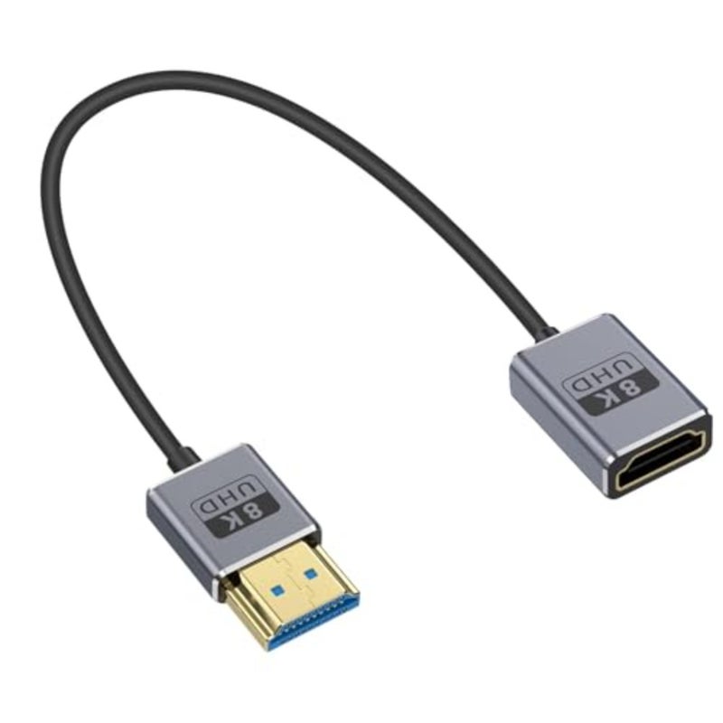 كابل تمديد HDMI محوري 8K، سلك HDMI رفيع للغاية 1FT/30 سم ذكر إلى أنثى، كابل HDMI قصير فائق السرعة 48 جيجابت في الثانية يدعم عرض النطاق الترددي 8K@60 هرتز، 4K@240 هرتز لـ GH5S، PS5، الكمبيوتر الشخصي - Image 1