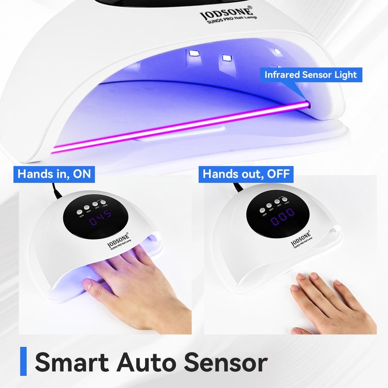 JODSONE U V LED Nail Lamp Professional Cure Auto Sensor and 4 Timer Gel Nail Lamp White - Image 3