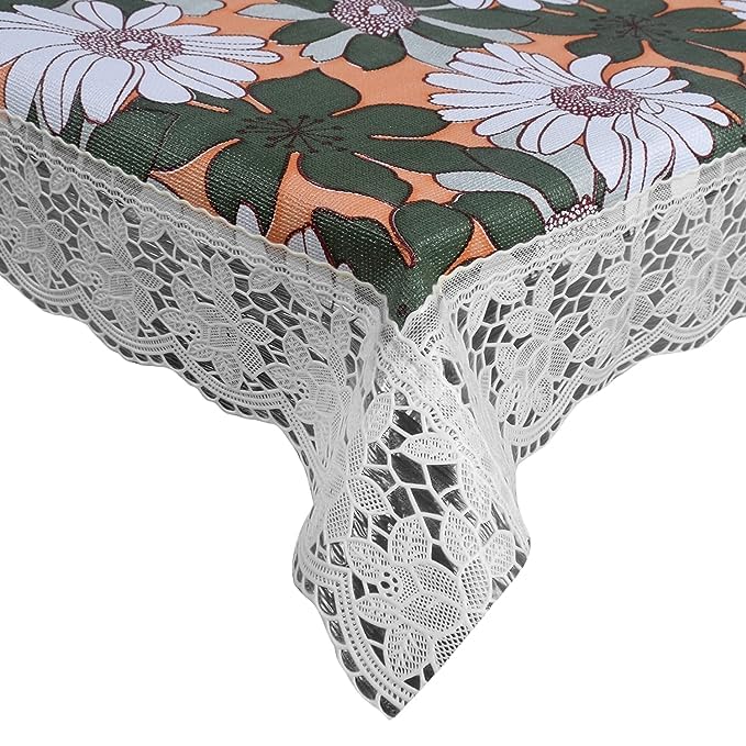 PRIMAH PVC Plastic Flower Printed Table Cover for Centre Table and 8 Seater Dining Table  - Image 2