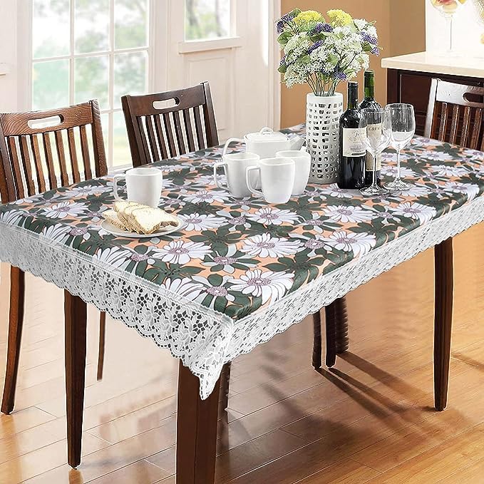 PRIMAH PVC Plastic Flower Printed Table Cover for Centre Table and 8 Seater Dining Table  - Image 1