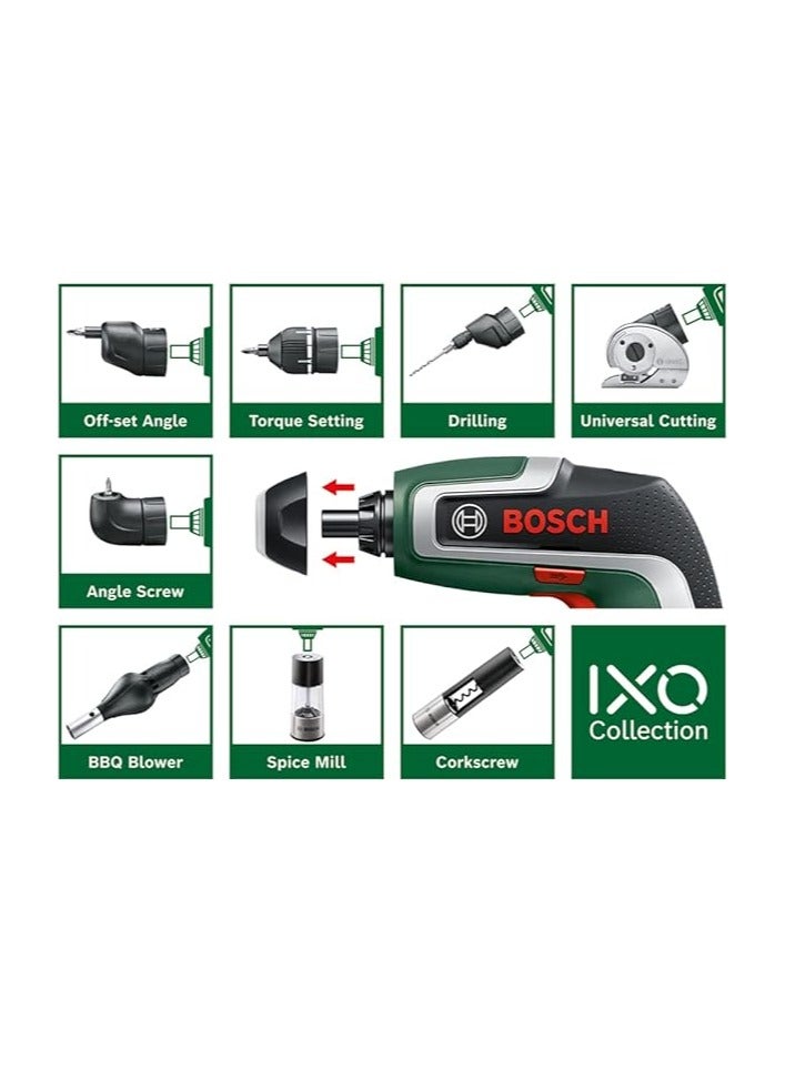 Bosch Compact Cordless Screwdriver IXO (7th Generation; 3.6V; 2.0Ah; 5.5Nm; Set incl. Angle-Screw and Off-Set Angle Attachments; with Micro-USB Cable; in Storage Box) - Image 2