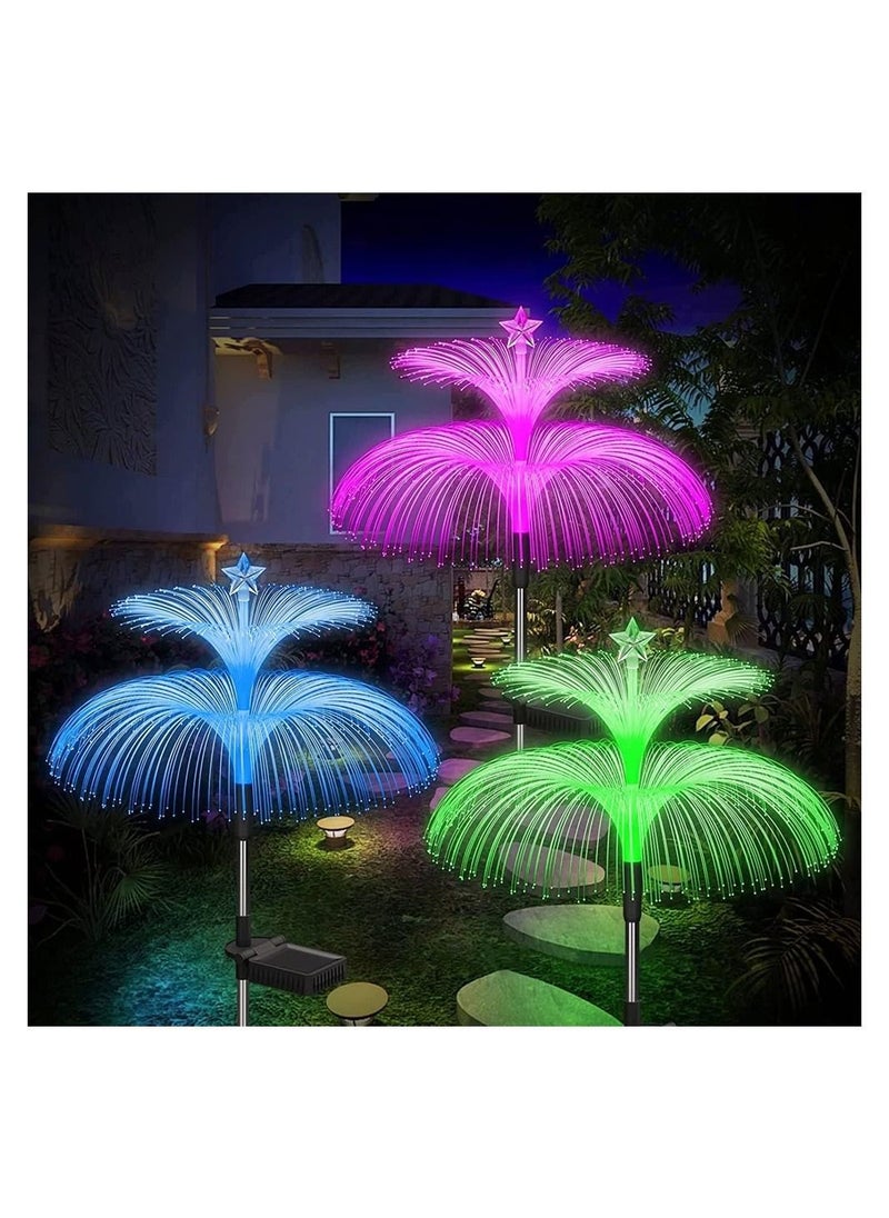 Y&D Solar Jellyfish Light, 7 Color Changing Double and Star Flower Lights, Garden Waterproof Outdoor for Yard Patio Pathway, Garden, Decor, 2 PCS  - Image 1