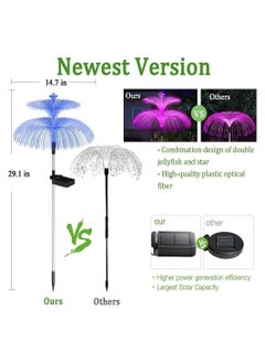 Y&D Solar Jellyfish Light, 7 Color Changing Double and Star Flower Lights, Garden Waterproof Outdoor for Yard Patio Pathway, Garden, Decor, 2 PCS  - Image 2