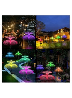 Y&D Solar Jellyfish Light, 7 Color Changing Double and Star Flower Lights, Garden Waterproof Outdoor for Yard Patio Pathway, Garden, Decor, 2 PCS  - Image 4