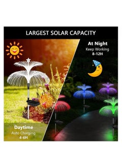 Y&D Solar Jellyfish Light, 7 Color Changing Double and Star Flower Lights, Garden Waterproof Outdoor for Yard Patio Pathway, Garden, Decor, 2 PCS  - Image 3
