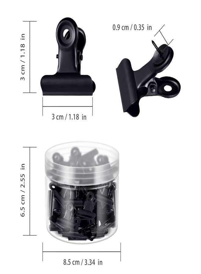 favide 30 Pieces Push Pins Clips, Heavy Duty Clips with Pins for Cork Boards, Bulletin Boards and Cubicle Walls, Pinning No Holes for Paper, Creative Paper Clips with Craft Projects for Offices School, Black - Image 2
