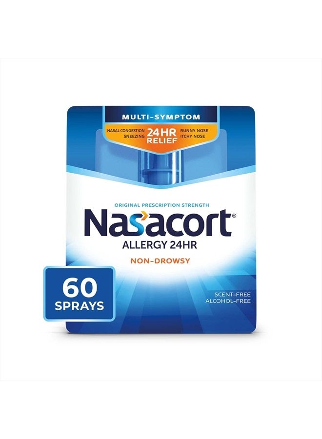 Nasacort 24HR Allergy Nasal Spray for Adults, Non-drowsy & Alcohol Free, 60 Sprays, 0.37 fl. oz. - Image 1