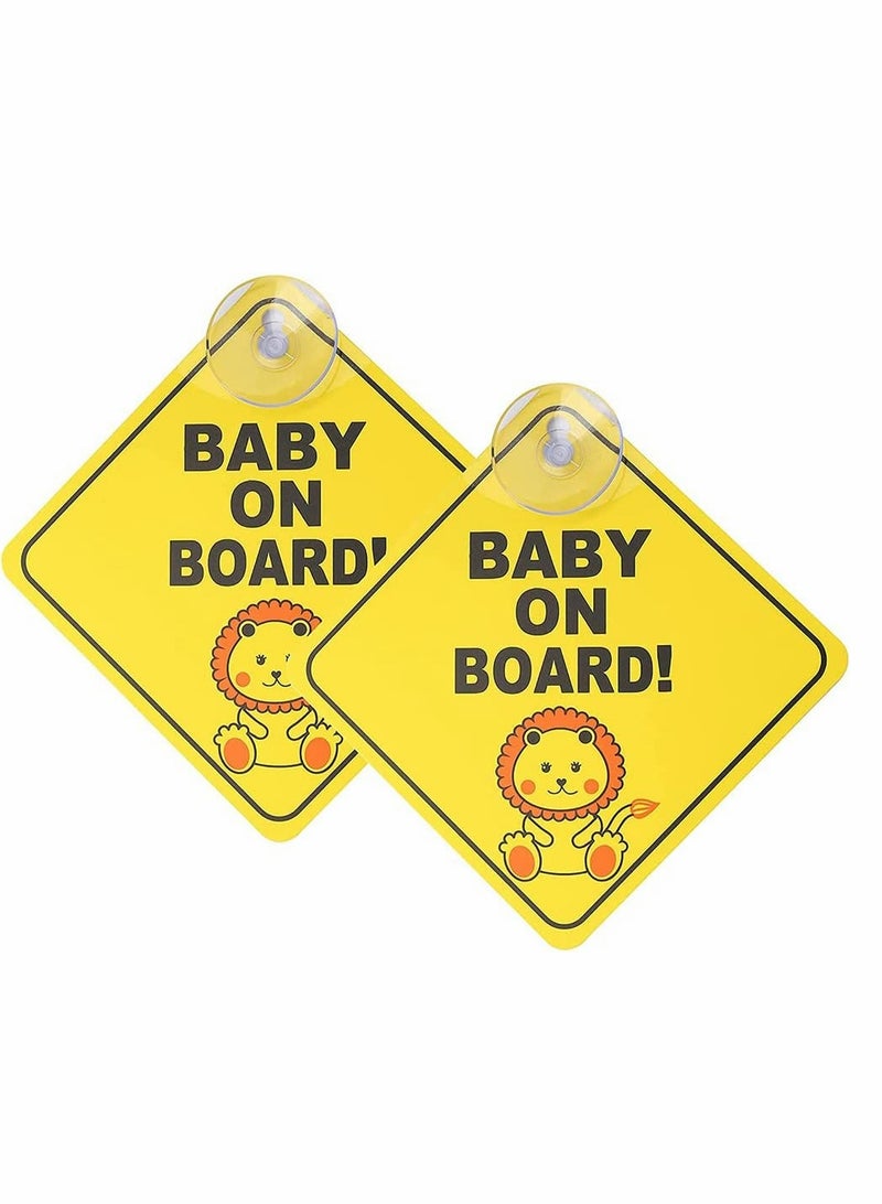 Excefore Baby on Board Sticker, KASTWAVE 2 PCS Baby On Board Warning Signs with Suction Cups Baby on Board Sticker Sign for Car Warning Removable (4.72 x 4.72 inch) - Image 1