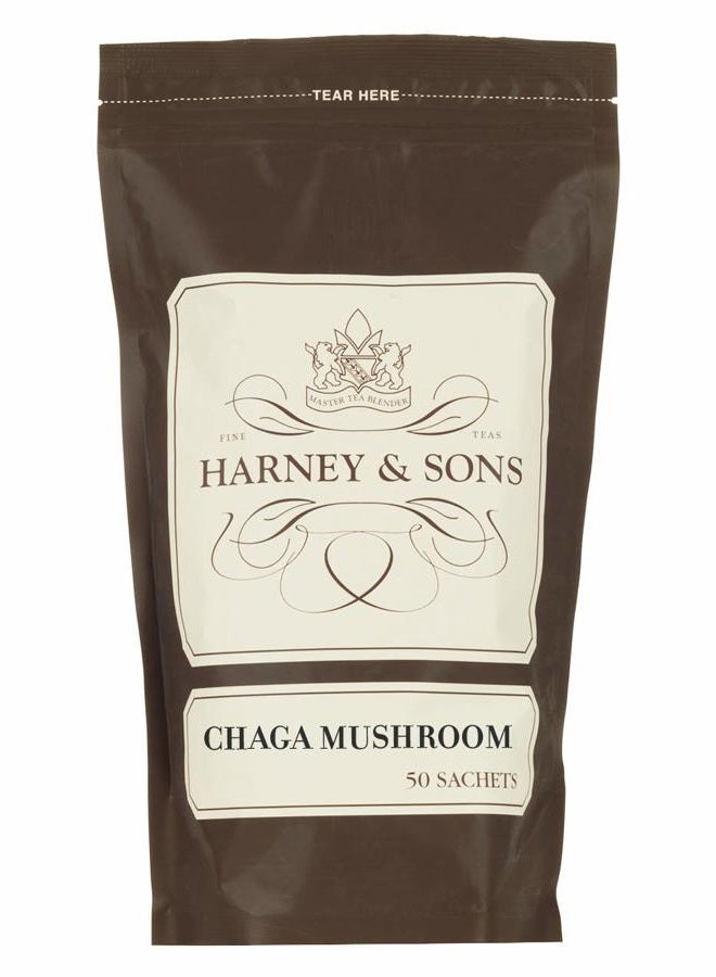 HARNEY & SONS شاي فطر الشاجا، كيس كبير يحتوي على 50 كيسًا