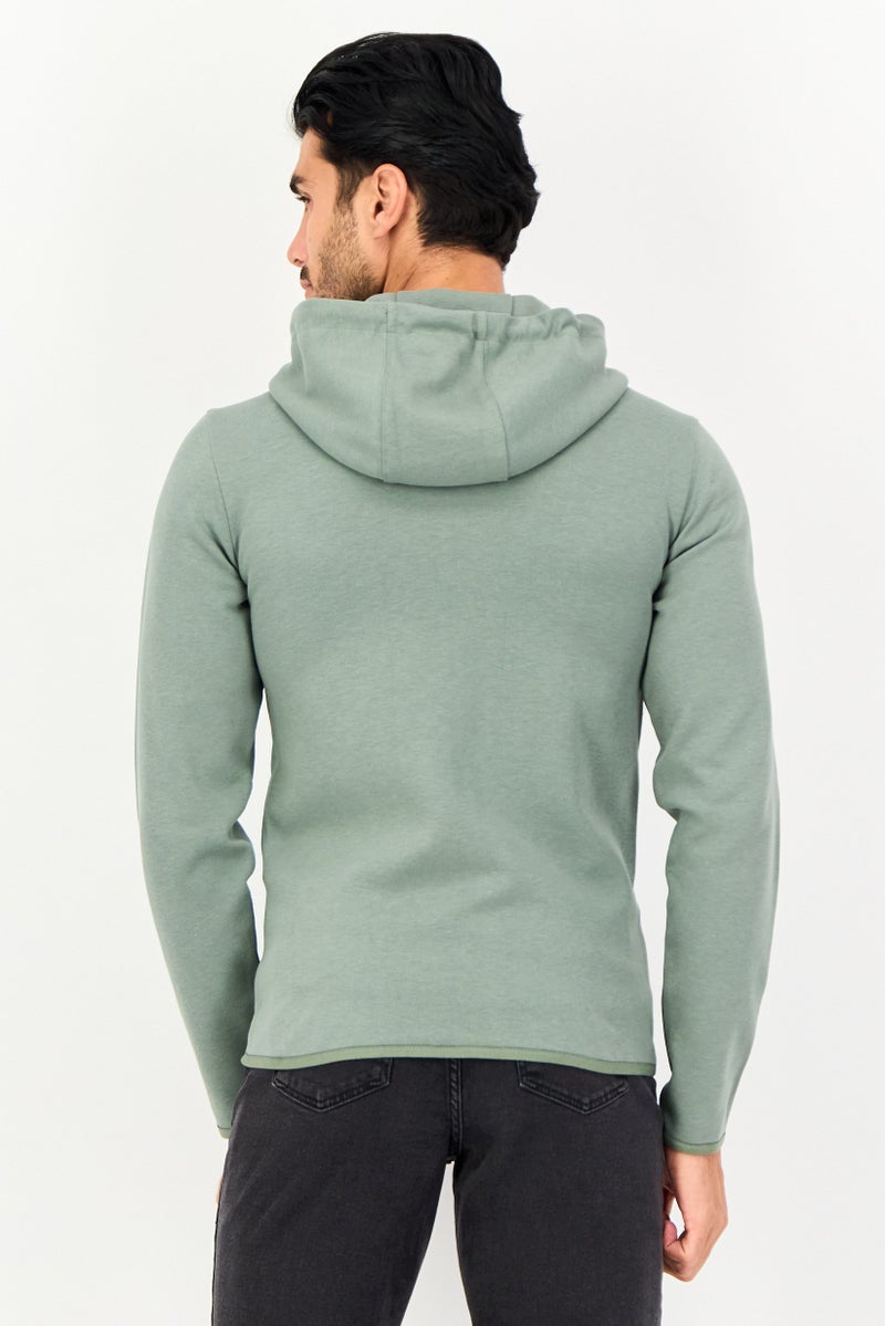 Celio Men Quilted Long Sleeve Hoodie, Green - Image 3
