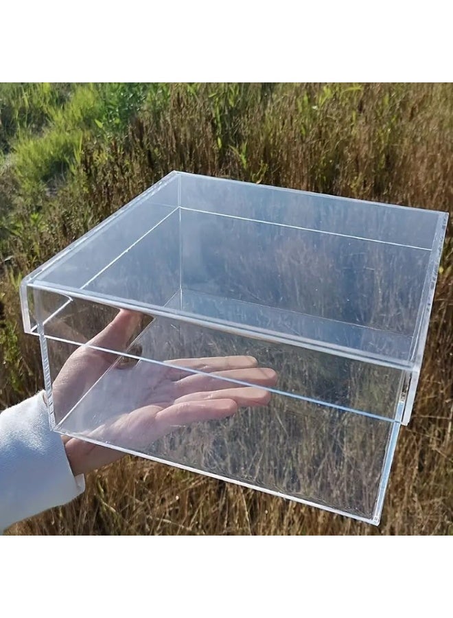 SLASA Clear Acrylic Square Gift Box (8x8x3 Inch) – Transparent Display & Storage Container for Gifts, Holiday Packaging & Desktop Organization - Image 3