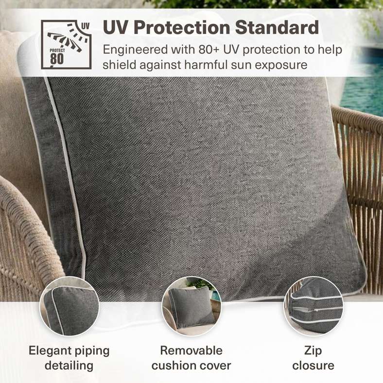 Pan Home Back Cushion with Zipper Closure 240 GSM - 56X50X7 Cm - Grey - 065MIC2000025 - Image 4