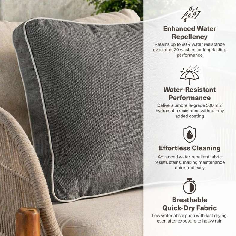 Pan Home Back Cushion with Zipper Closure 240 GSM - 56X50X7 Cm - Grey - 065MIC2000025 - Image 5