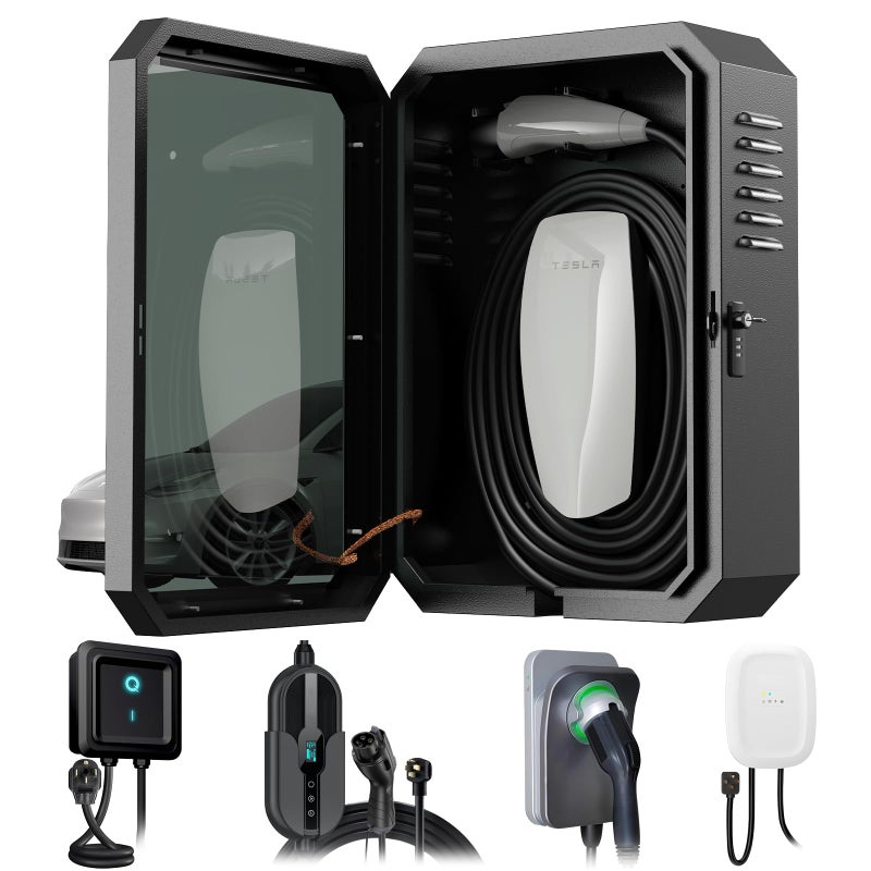 YONZEE Wall-Mounted EV Charger Protection Box â€“ Weatherproof Charging Station Cover Case for Electric Vehicle Home Chargers, Compatible with Tesla, Standard Most EV Chargers - Image 1