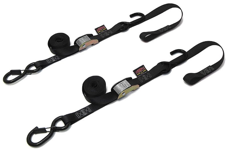 PowerTye 23622S BlackBlack 1 X 6ft Cam Buckle SoftTye S HookSecure Latch TieDowns with Integrated Soft Hooks
