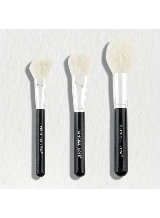 Black Set Of Three Ultra Soft Makeup Brushes Powder Blush Highlighter Beauty Tools - Image 2