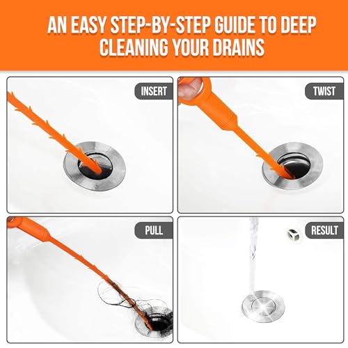 DealEnvy Snake Drain Hair Clog Remover Tool Set, 3pcs (50cm/19.7 Inches) - Drain Cleaner for Sink, Shower, Tub, Bathroom, Kitchen, Toilet, Sewer Pipes - Hair Catcher, Drain Auger, and Pipe Unclogger - Image 5