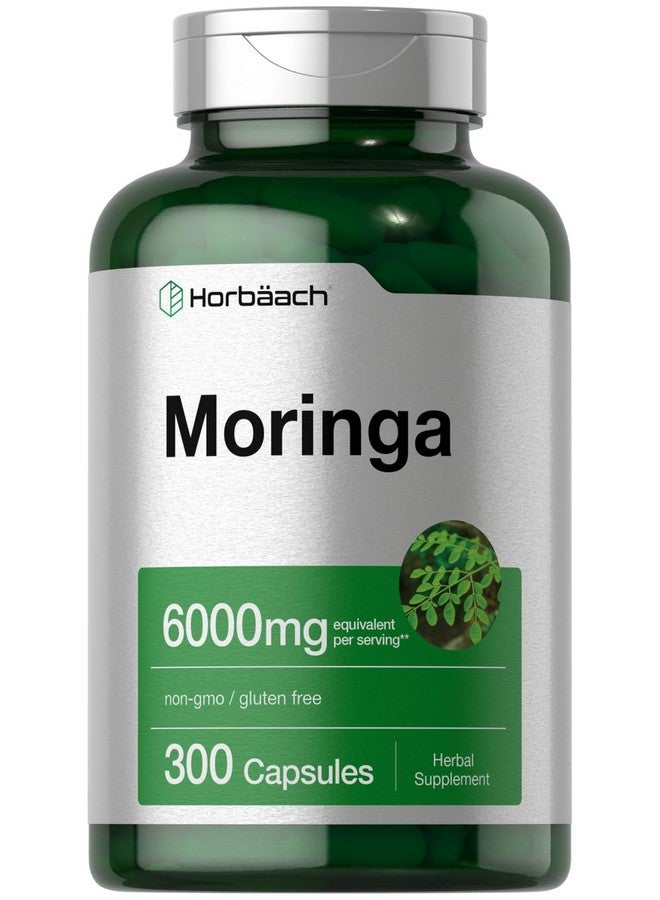 Horbäach Moringa Oleifera | 6000mg | 300 Powder Capsules | Non-GMO and Gluten Free Extract Formula | Complete Green Superfood - Image 1
