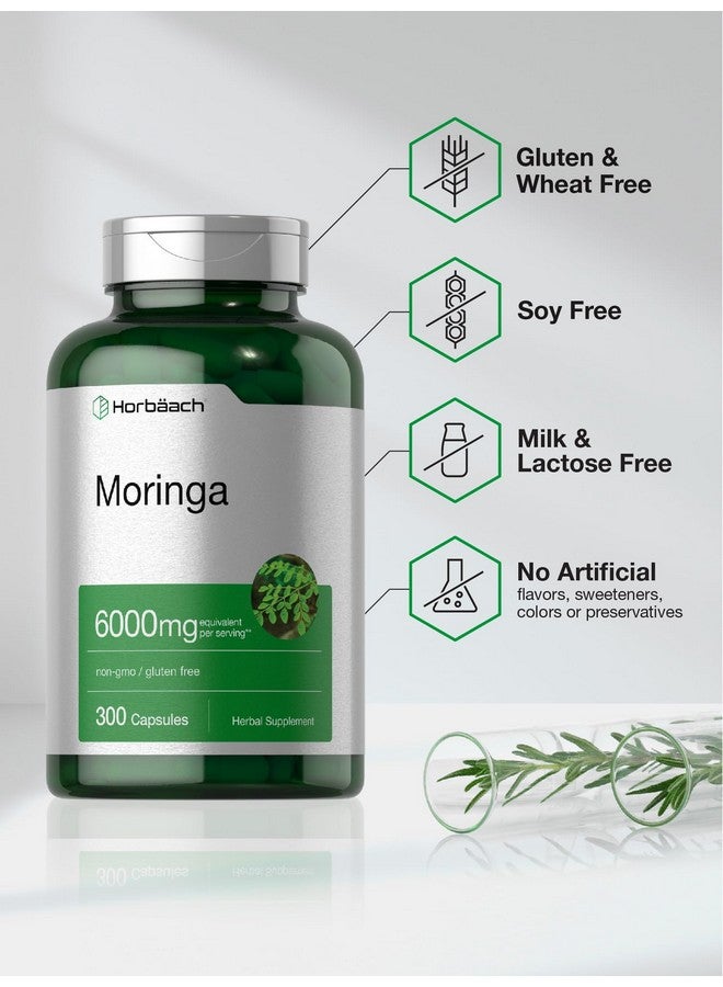 Horbäach Moringa Oleifera | 6000mg | 300 Powder Capsules | Non-GMO and Gluten Free Extract Formula | Complete Green Superfood - Image 4