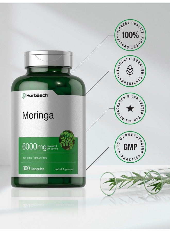 Horbäach Moringa Oleifera | 6000mg | 300 Powder Capsules | Non-GMO and Gluten Free Extract Formula | Complete Green Superfood - Image 5