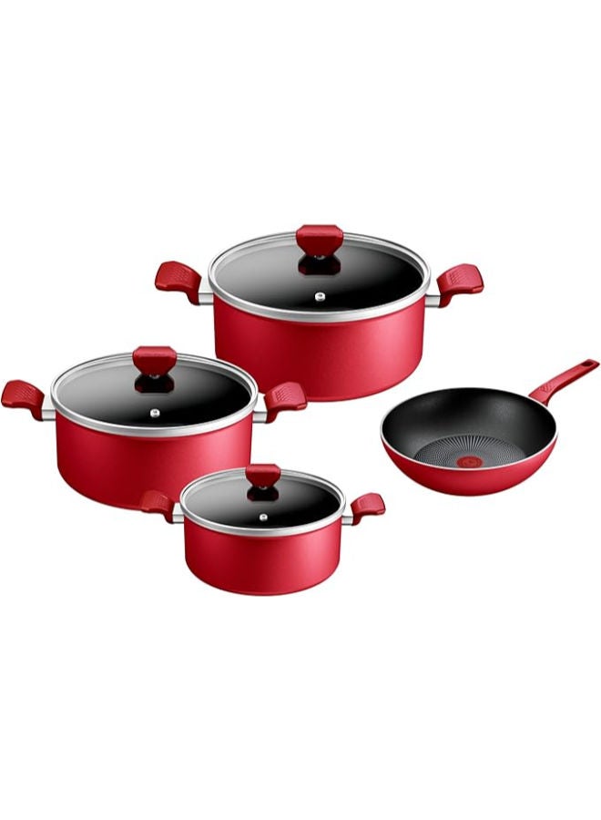 Tefal Expert Stewpot Set, Stewpots (18-24-28) cm + Wok Pan 28 cm - C2891204 red - Image 1
