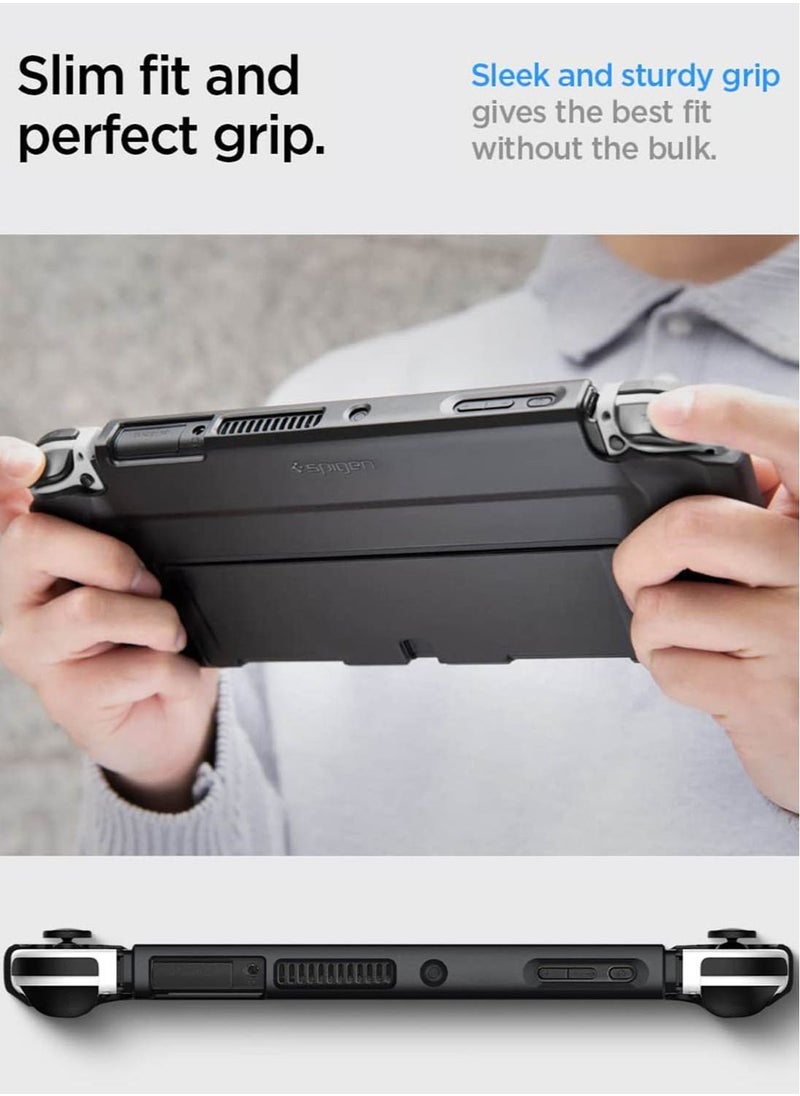 Spigen - Thin Fit designed for Nintendo Switch OLED and Joy-Con Controller Dockable Case Cover with Kickstand Protection - Black - Image 1