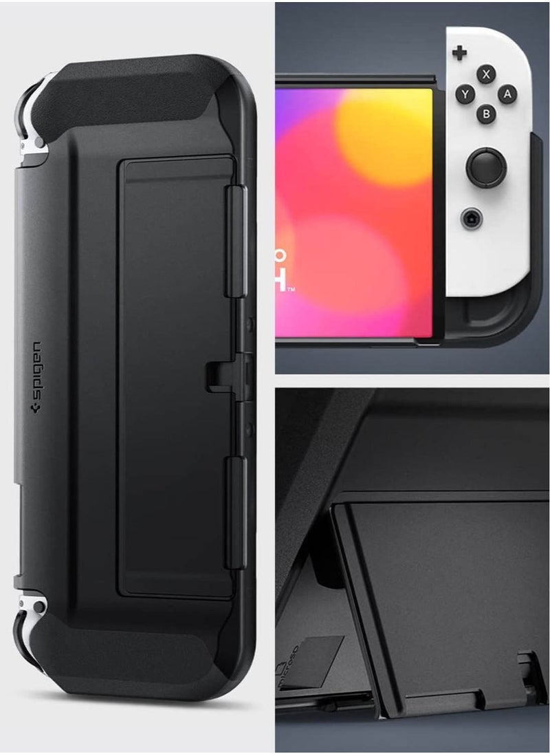 Spigen - Thin Fit designed for Nintendo Switch OLED and Joy-Con Controller Dockable Case Cover with Kickstand Protection - Black - Image 1