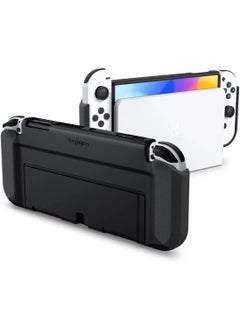 Thin Fit designed for Nintendo Switch OLED and Joy-Con Controller Dockable Case Cover with Kickstand Protection - Black