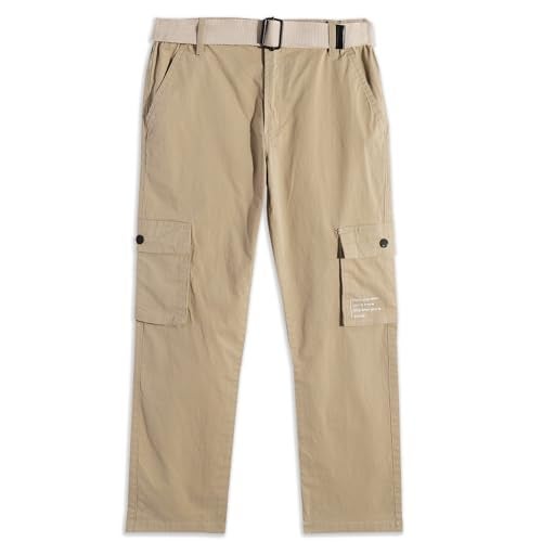 CAVIO Boys Cotton Solid Cargo Trouser Khaki - Image 1