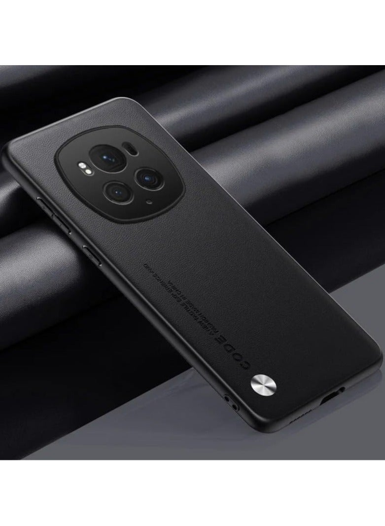 General Case Compatible with Honor Magic 6 Pro, Plain Leather Silicone Phone Case Matte Bumper Shockproof Soft Edge Cover for Honor Magic 6 Pro  - Image 1