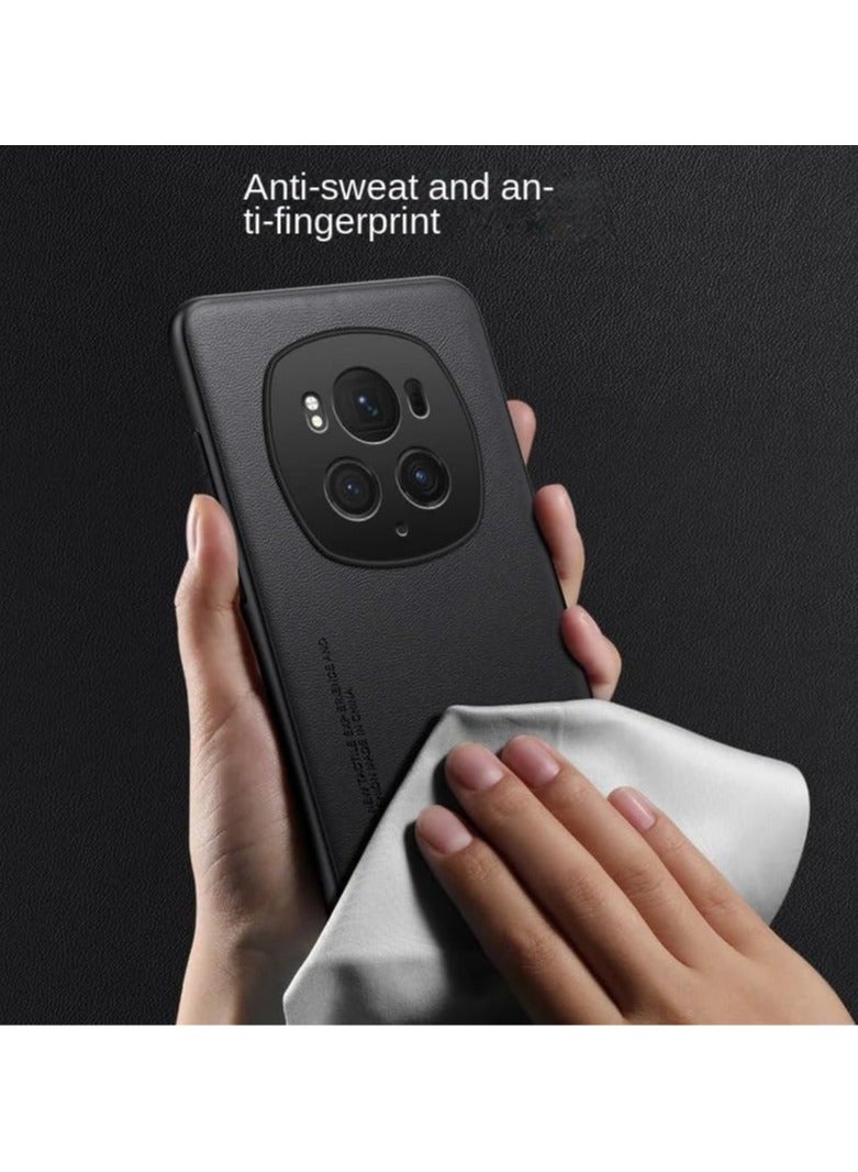 General Case Compatible with Honor Magic 6 Pro, Plain Leather Silicone Phone Case Matte Bumper Shockproof Soft Edge Cover for Honor Magic 6 Pro  - Image 2
