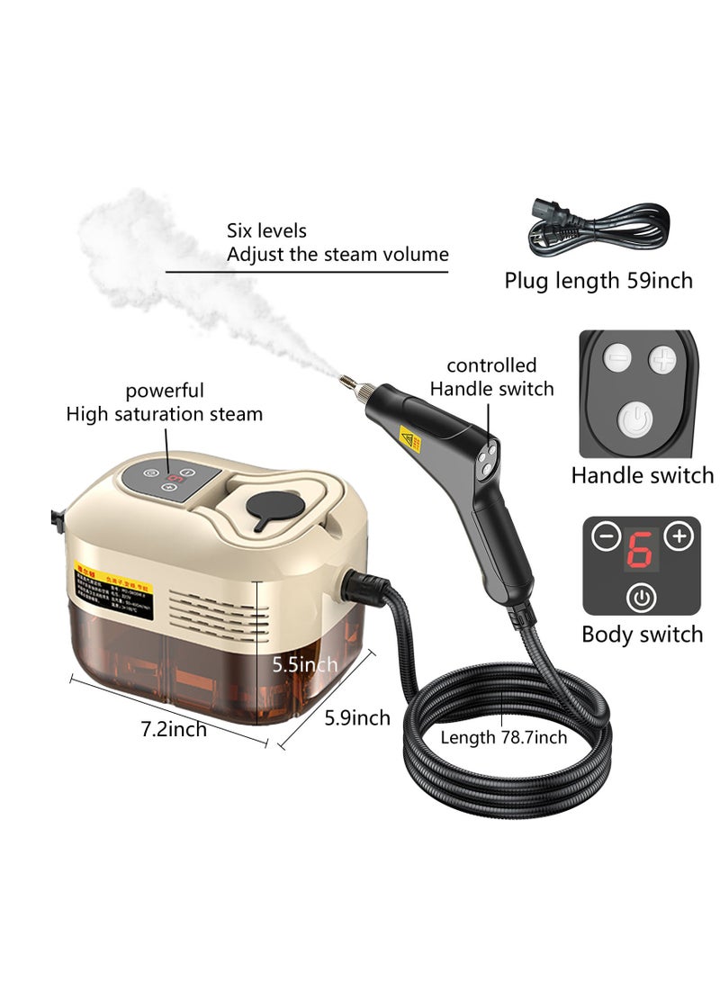 XiuWoo Household 2500W High Pressure Handheld Steamer, 6-speed Adjustment,Car Steam Cleaner, Portable Grouting Steamer for Cleaning Upholstery, Kitchen, Bathroom, Hard Surfaces , With 3 Brushes - Image 2