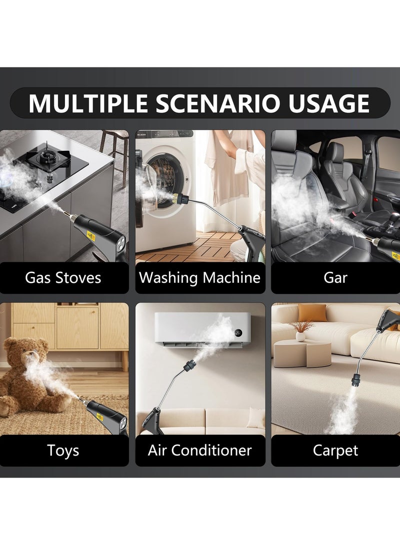 XiuWoo Household 2500W High Pressure Handheld Steamer, 6-speed Adjustment,Car Steam Cleaner, Portable Grouting Steamer for Cleaning Upholstery, Kitchen, Bathroom, Hard Surfaces , With 3 Brushes - Image 5