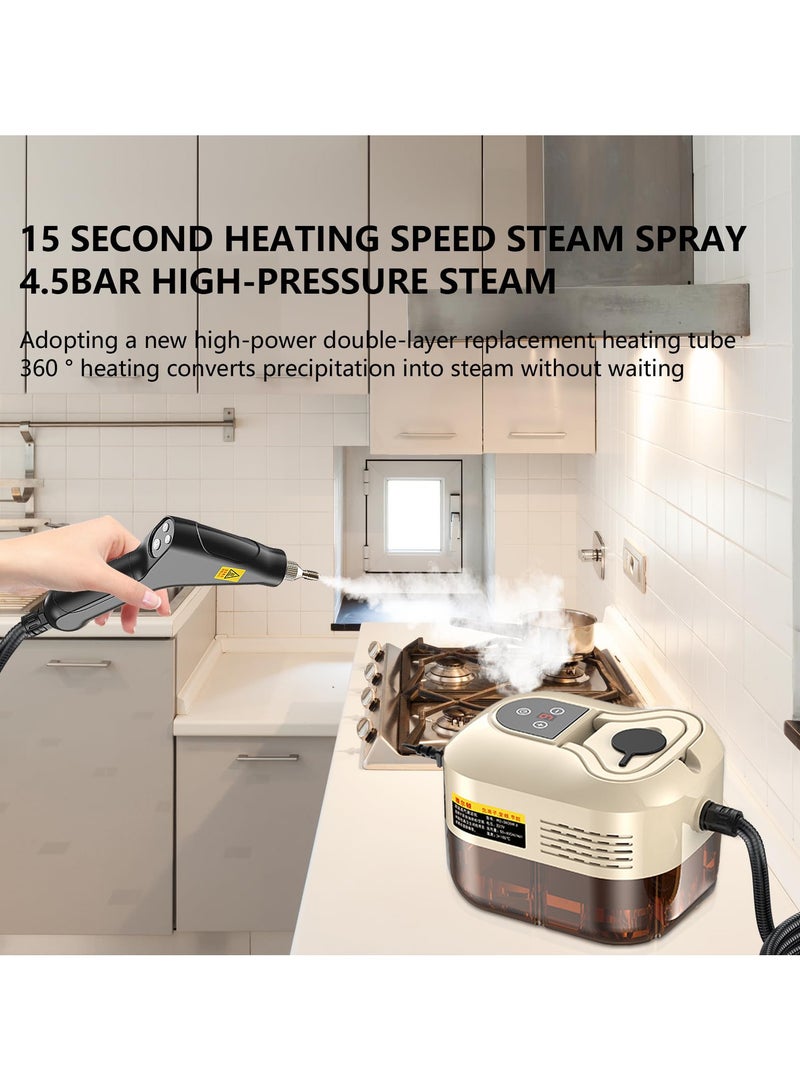 XiuWoo Household 2500W High Pressure Handheld Steamer, 6-speed Adjustment,Car Steam Cleaner, Portable Grouting Steamer for Cleaning Upholstery, Kitchen, Bathroom, Hard Surfaces , With 3 Brushes - Image 3