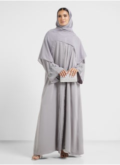 hayas closet Embellished oprn front flared sleeve abaya  - Image 1