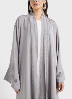 hayas closet Embellished oprn front flared sleeve abaya  - Image 3