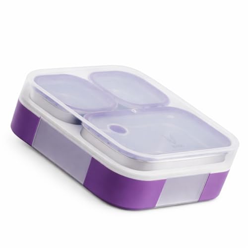 VAYA Tydbyt Stainless Steel Lunch Box for Kids Girls & Boys, 650 ml, 3 Stainless Steel Containers, School Tiffin Box, BPA-Free, Durable & Easy to Carry, Purple - Image 1
