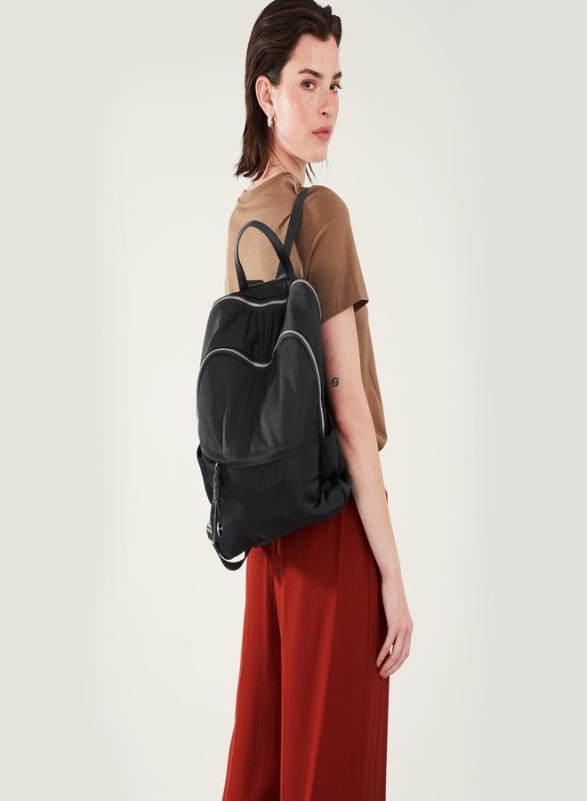 Accessorize London Women's Black Plain Nylon Rucksack Backpack - Image 2