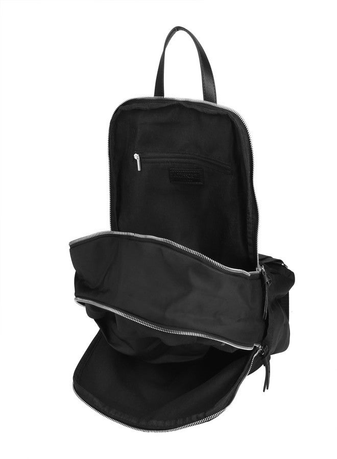 Accessorize London Women's Black Plain Nylon Rucksack Backpack - Image 5