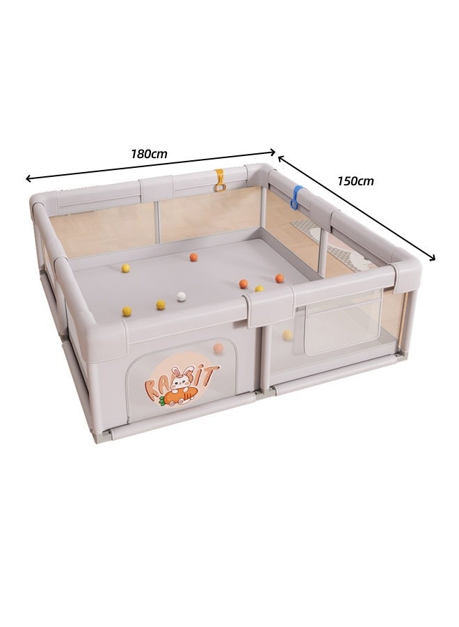 الدليبن حظيرة لعب للأطفال قابلة للطي، سياج أمان داخلي للزحف للأطفال، ساحة لعب للأطفال الرضع والأطفال الصغار، مركز أنشطة للأطفال الرضع داخل المنزل وخارجه مع 60 قطعة من كرات المحيط، حلقتي سحب لليدين، قاعدة مضادة للانزلاق، شبكة ناعمة قابلة للتهوية، 150 × 180 سم (رمادي) - Image 2