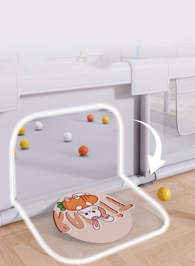 الدليبن حظيرة لعب للأطفال قابلة للطي، سياج أمان داخلي للزحف للأطفال، ساحة لعب للأطفال الرضع والأطفال الصغار، مركز أنشطة للأطفال الرضع داخل المنزل وخارجه مع 60 قطعة من كرات المحيط، حلقتي سحب لليدين، قاعدة مضادة للانزلاق، شبكة ناعمة قابلة للتهوية، 150 × 180 سم (رمادي) - Image 4
